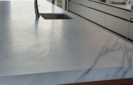 Beautiful Carrara marble countertop restoration services